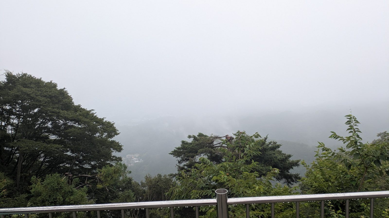 The same terrace viewpoint completely filled with white fog