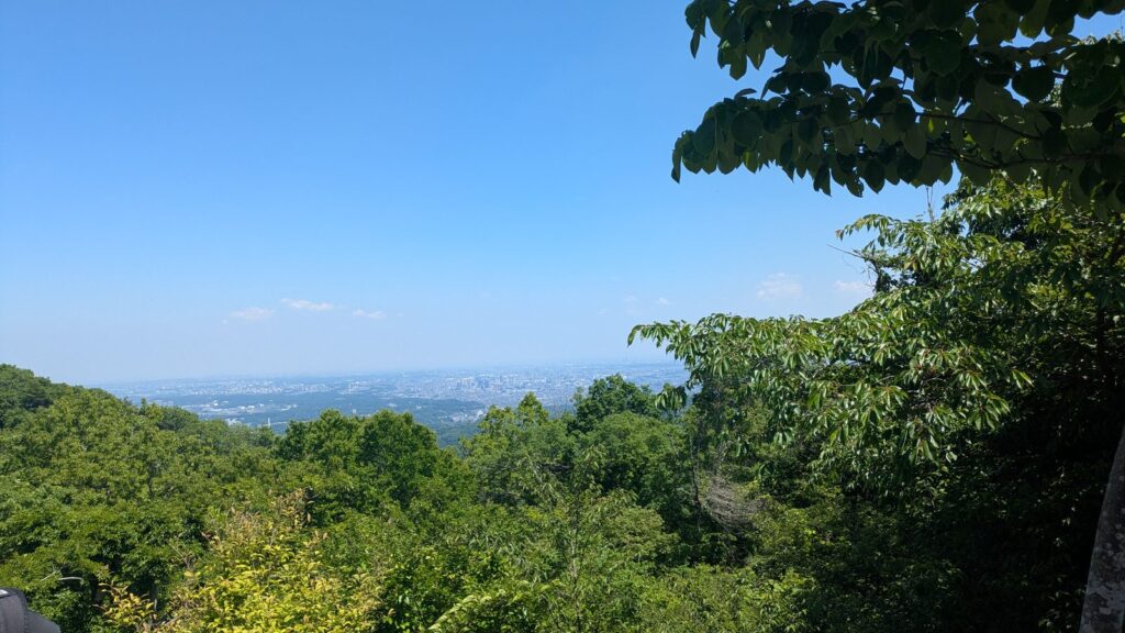 A clear view east over the Tokyo plain from the summit of Mount Takao