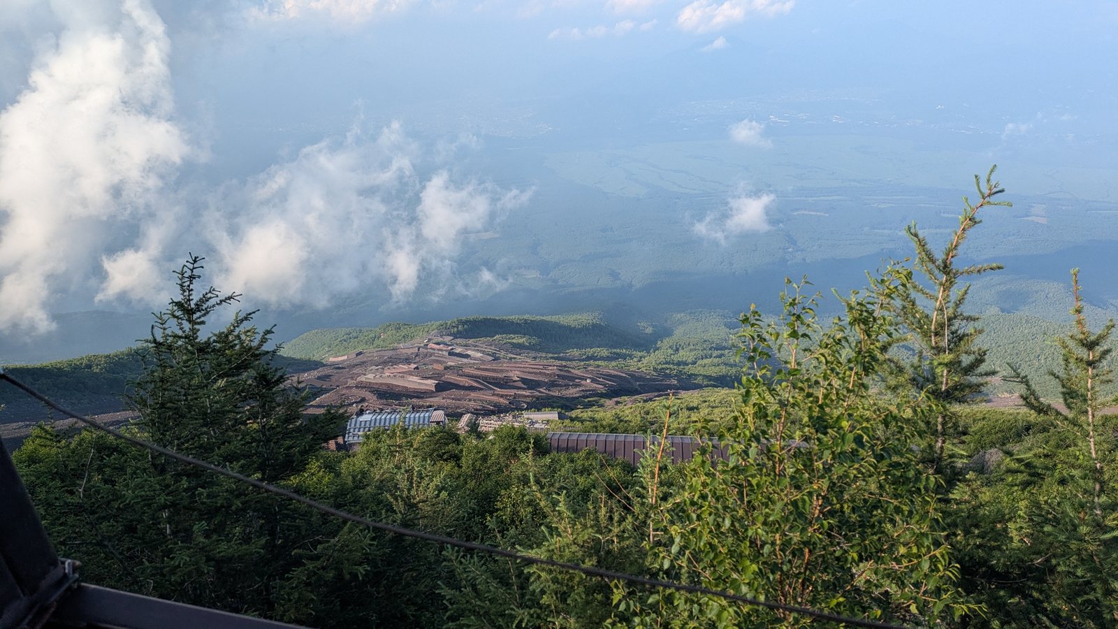 The fifth station buildings seen far below from the seventh station